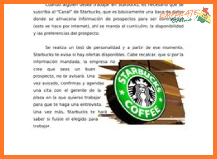 ¿Cuál es el proceso de selección en Starbucks Bolivia?